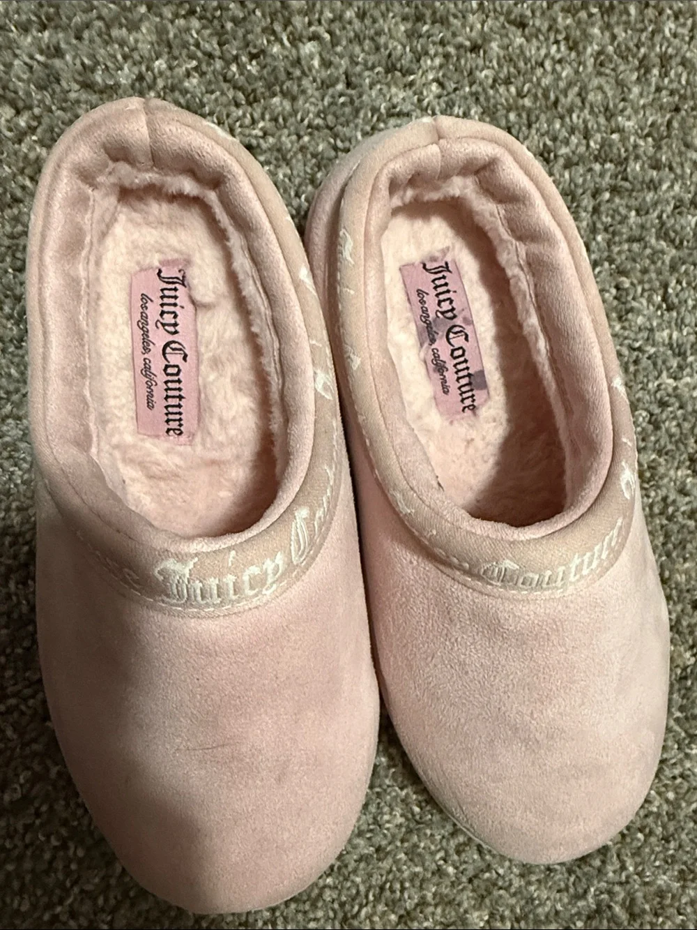 Juicy Couture Girls Plush Pink Slip-On Slippers